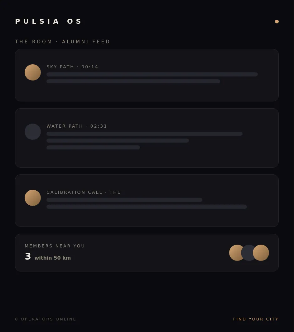 Pulsia OS — alumni feed